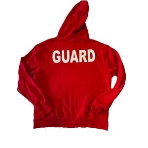 Guard Apparel Lifeguard Red Pull Over Fleece Hoodie Sz‎ M thelifeguardstore